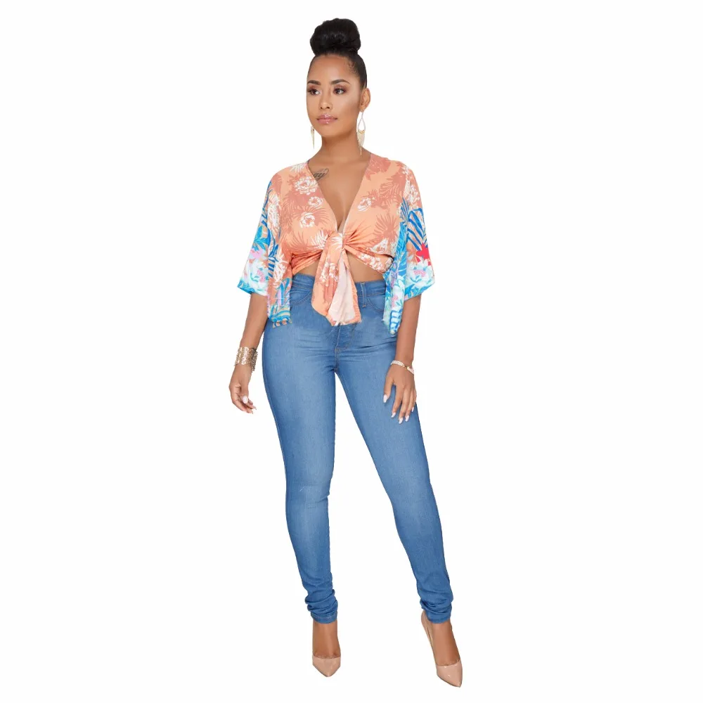 2018 Hot Sale Fashion Bodycon Women T-shirt Sexy Lace Summer V-neck Print Night Party Braces bat sleeve top cloak on chest (22)
