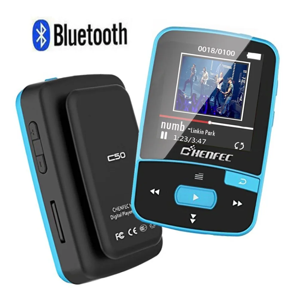 Спортивный Bluetooth MP3 музыкальный плеер с клипсой, ChenFec-C50 экран 1,5 дюйма с fm-радио, электронной книгой, часами, данными