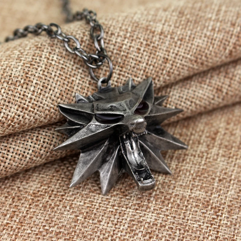 Hot Fashion Game Wizard Witcher 3 Medallion 3D Pendant Necklace Wolf Head Halloween Necklace Jewelry Hot Fashion Game Wizard Witcher 3 Medallion 3D Pendant Necklace Wolf Head Halloween Necklace Jewelry