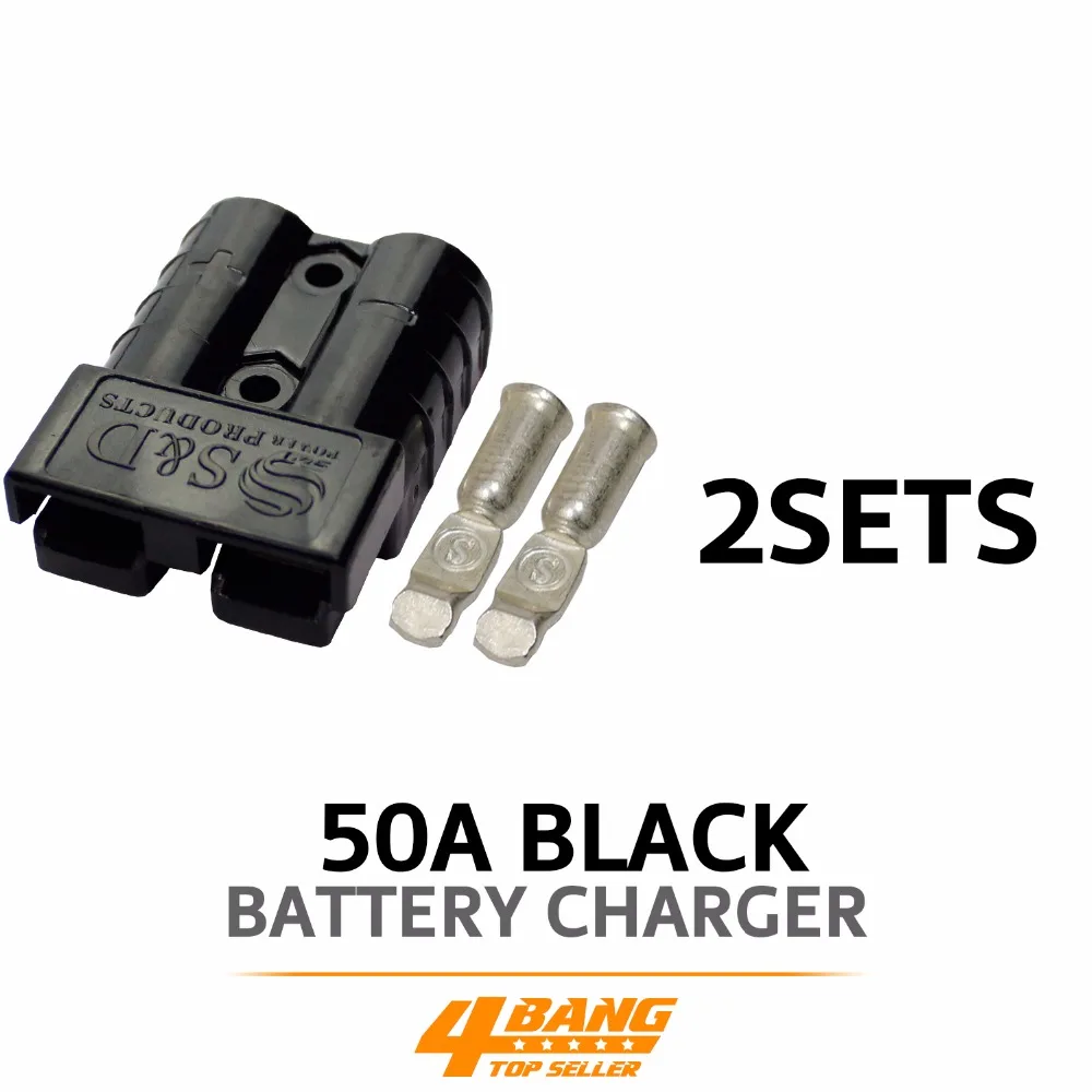 2pcs Black 1 7/8" x 1 7/16" x 5/8" SB50A 600V Battery Plugs W/Contacts