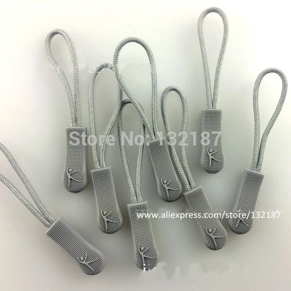 100pcs/lot Slipresistant Grey Silicon Zipper Puller Plastic Puller For