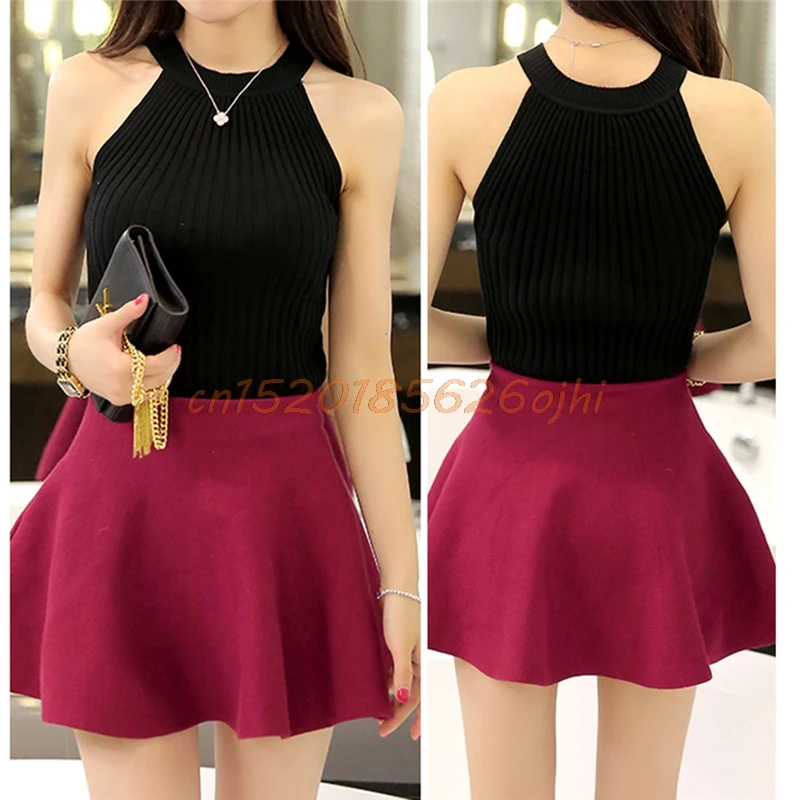 

Sexy Women Vest Summer Camisole Knitted Halter Off Shoulder O-neck Slim Tank Tops UNS-OKLE