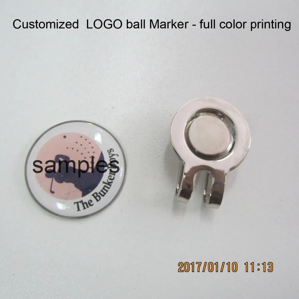 

100pcs/lot high quality metal golf hat clip with customized logo removable magnet ball marker