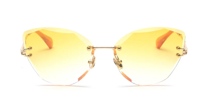 KEHU Новые солнцезащитные очки для Для женщин очки без оправы очки кошачьи глаза Брендовая Дизайнерская обувь Высокое качество оправы солнцезащитных очков UV400 K9400 - Цвет линз: C39 Gradation Yellow