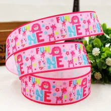 15062712 , 10 jardas 1 width largura 25mm rosa dos desenhos animados animais série impresso fita de gorgorão, diy feito à mão acessórios para o cabelo material
