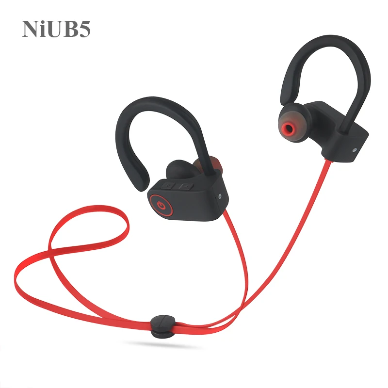 Спортивные наушники NiUB5 U8 с Bluetooth 4,1, беспроводная Bluetooth гарнитура, наушники с микрофоном, спортивные bluetooth-наушники с ушным крюком - Цвет: RED