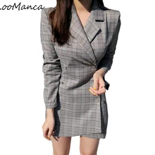 2018 New OL Spring Autumn Plaid Women Long Blazers Jackets Korean Long Sleeve Business Suit Fashion Women’s Fall Coat