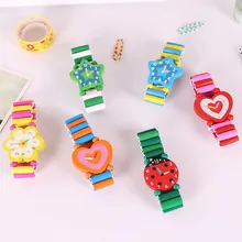 Детские деревянные часы для мальчиков и девочек, 1 шт., деревянные часы для студентов, канцелярские товары, подарки, часы-браслет, игрушки, случайный цвет