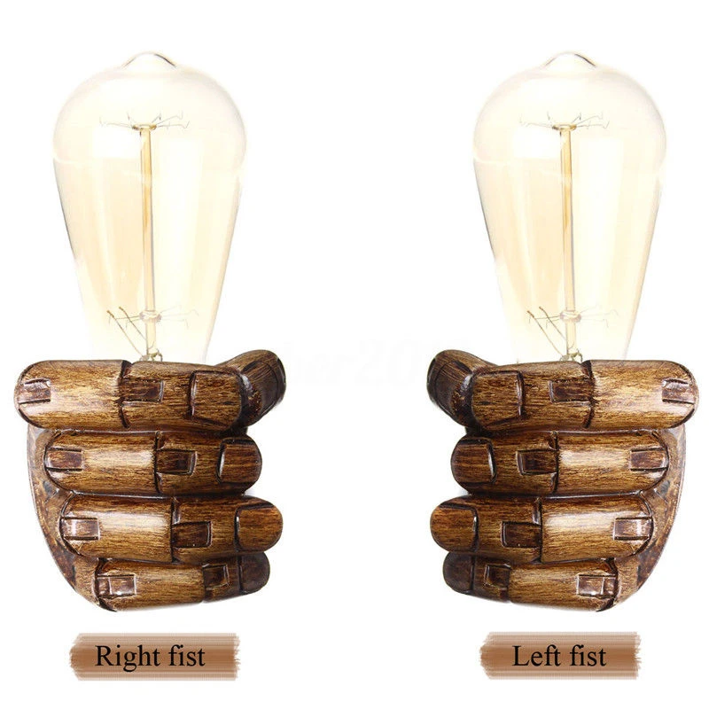 New 220V Vintage Resin Fist Wall Lamps LED Bulbs Corridor Lights Bedroom Living Room Wall Light Holder Home Art Decoration E27