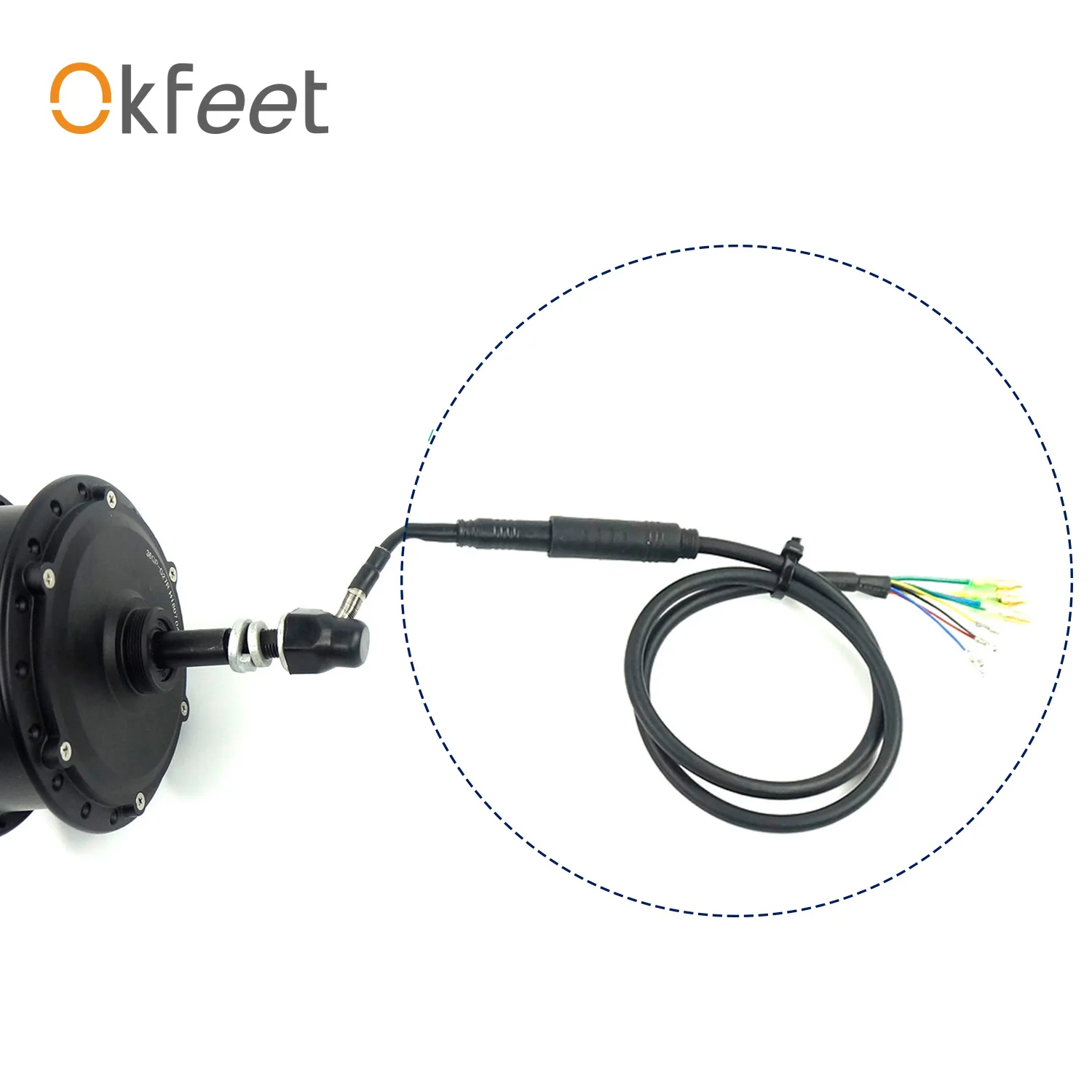 

Okfeet Julet Cable Electrical Bicycle Waterproof Convert 9 Pin 36V 48V 72V Extension Conversion Cable for Ebike Motor