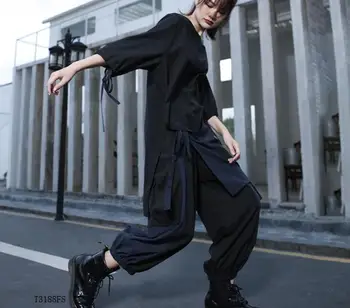 

European style 2019 New arrivals summer Spring fashion women clothes personality Irregular patchwork loose casual suit T3188