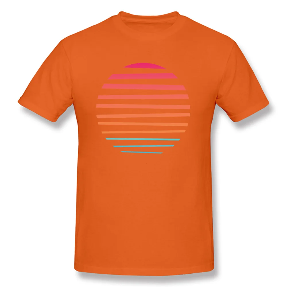 Sun Design Fall 100% Cotton Fabric Crewneck Men's Tops Shirt Summer T-shirts Prevailing Short Sleeve T Shirts Wholesale Sun orange