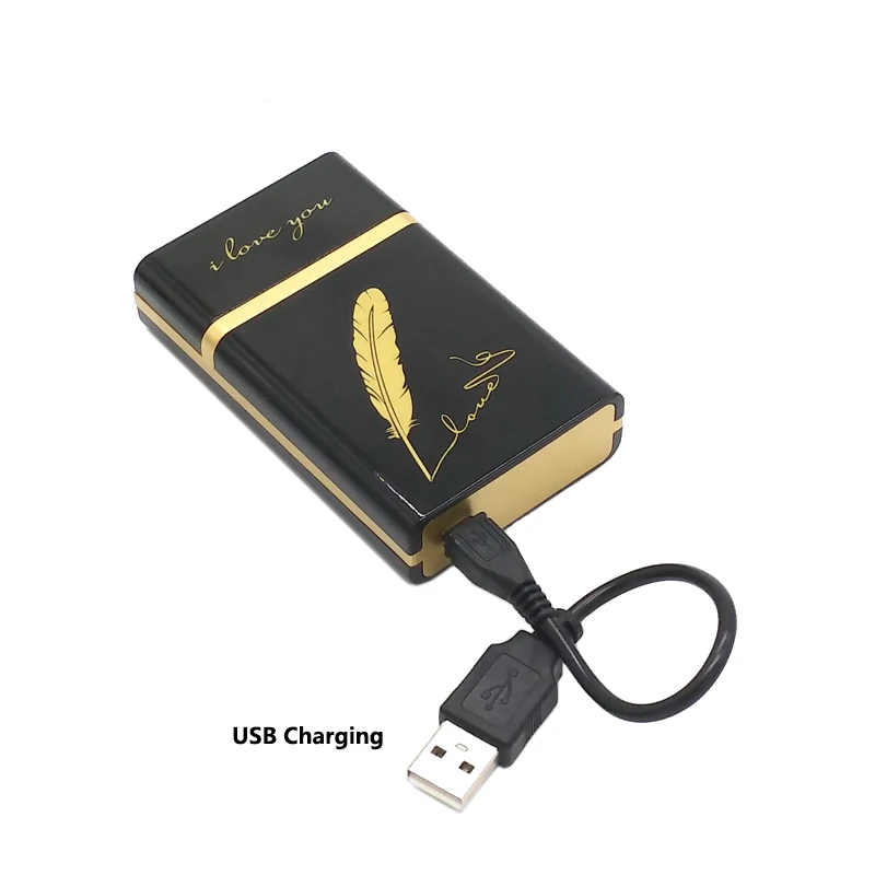 USB Зажигалка с чехлом, Непламено ветрозащитный и usb Перезаряжаемый курительный зажигалки