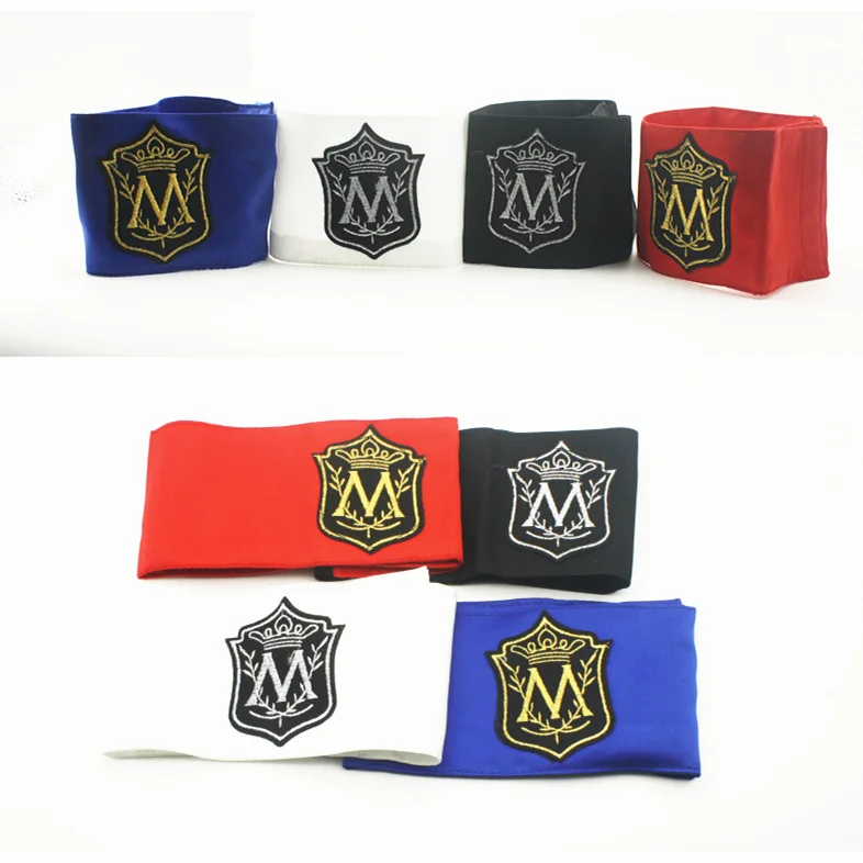 MJ In Memory Of Michael Jackson Classic M Letter Stitchwork MagicTape Red Black Punk Fashion Printing Arm-band Arm Warmers