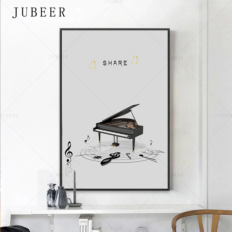 Скандинавском стиле музыкальный художественный плакат с изображением гитары постер фортепиано запись Настенная картина для гостиной Куадрос украшения домашний декор