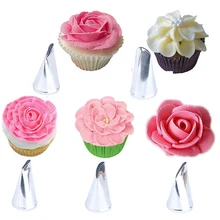 5 pcs Rose Petal Metal Cream Tips Cake Decorating Tools Steel Icing Piping Nozzles Cake Cream Decorating Cupcake Pastry Tool