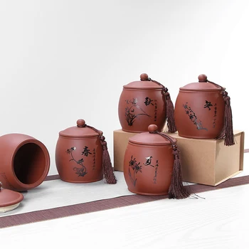 

Large Purple Clay Tea Jar 900-1000ml Water Capacity Quality Home Storage Jar Kitchen Spices Storage Box 3 Sizes Tea Coffee Jars