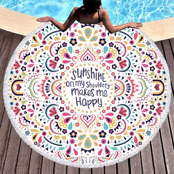 

Lannidaa Happy Smile Round Beach Towel Microfiber Towel Travel Outdoor Swimming Travel Beach Toalla Playa Serviette De Plage