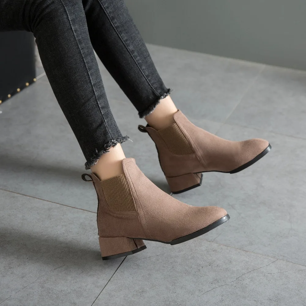 Женские ботинки челси GOXPACER на среднем каблуке модные мартинсы с эластичным