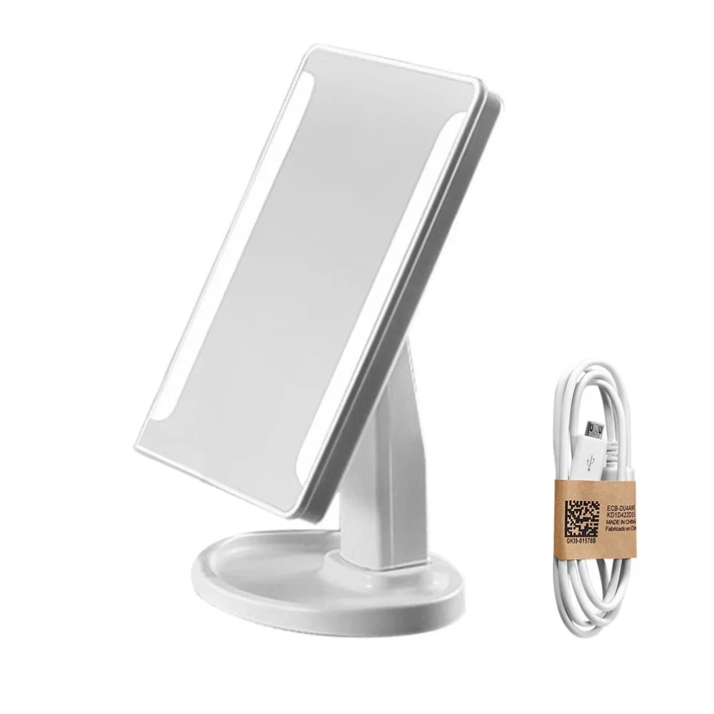 

LED Touch Screen Desktop Makeup Mirrors 360 Degree Rotation Beauty Countertop Mirrors Cosmetic Make Up Tools USB Cable Bedroom
