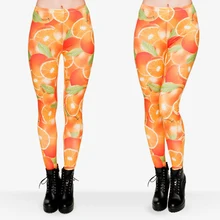 Классические повседневные леггинсы для девочек; женские леггинсы с 3D забавными фруктовыми апельсинами