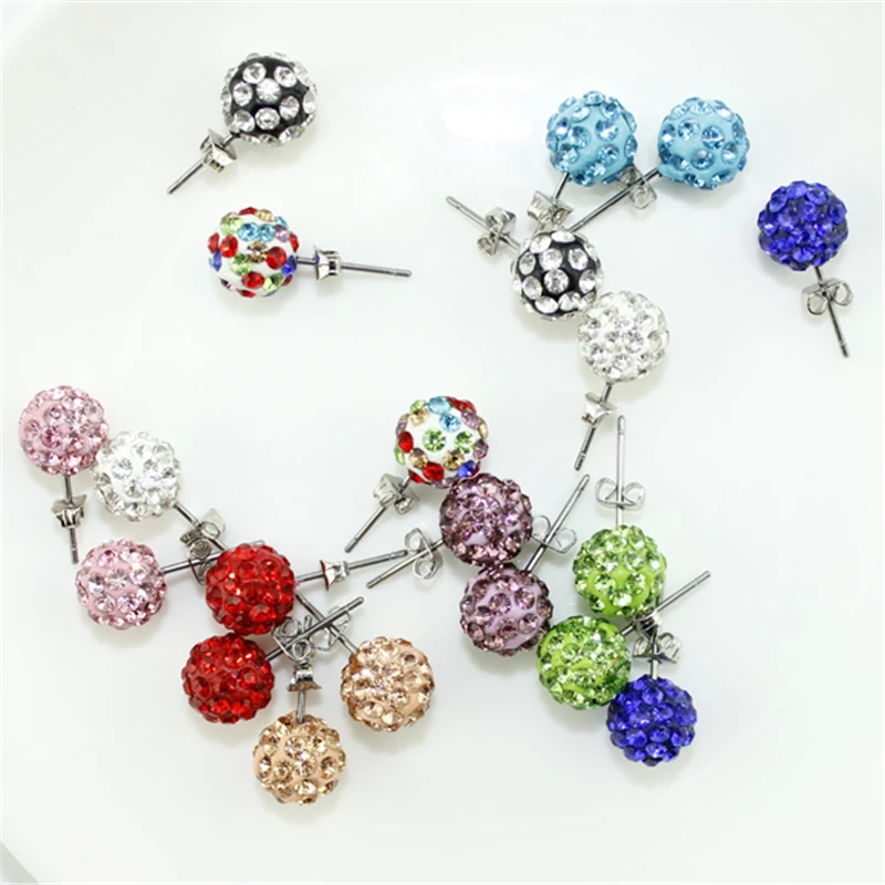 EKUSTYEE 7 пар смешанных цветов серьги-гвоздики для женщин классические женские серьги с инкрустацией кристаллами модные ювелирные изделия