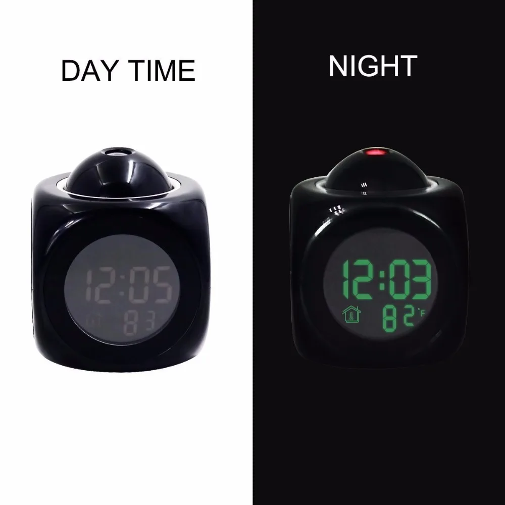 Led Projection Clock Electronic Desk Table Radio Nixie Clock Talking Projector Watch Digital Alarm Clock With Time Projection