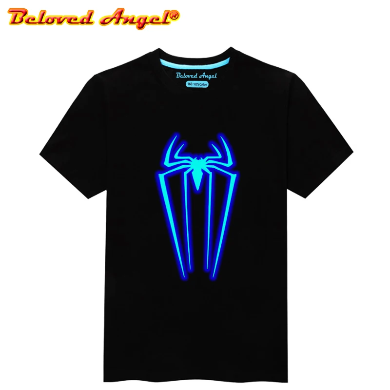 Светящаяся Детская футболка с Бэтменом и человеком-пауком детская одежда с 3D принтом Повседневная футболка для маленьких мальчиков и девочек летние футболки с короткими рукавами