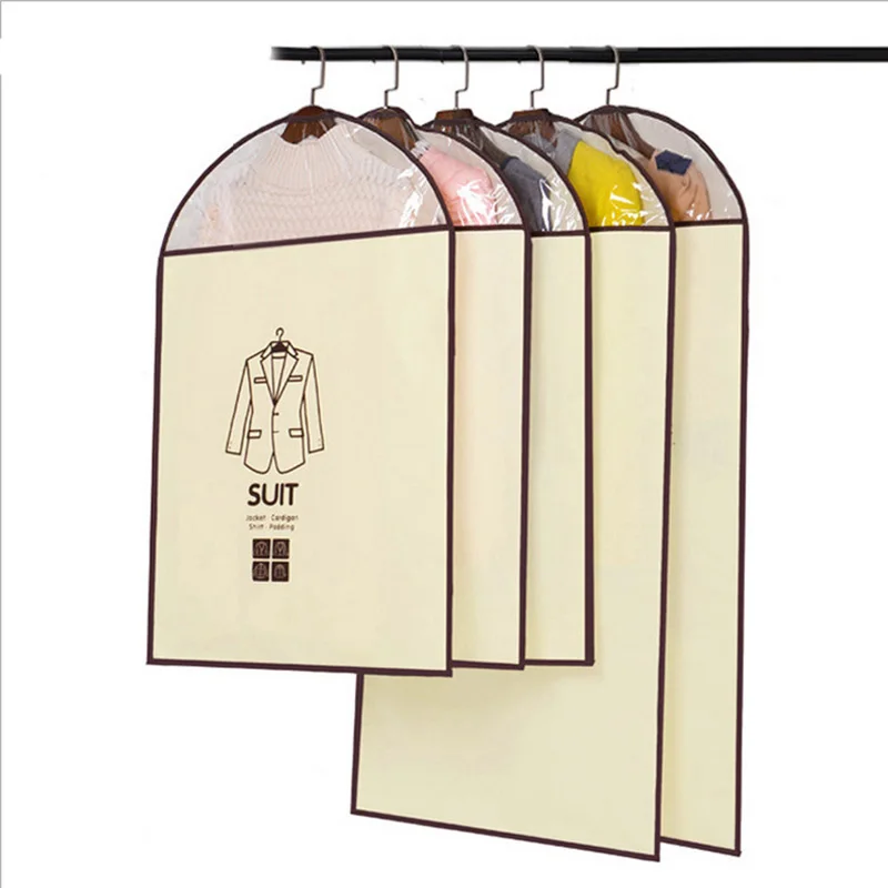 

3pcs Non-woven Garment Suit Coat Dust Cover Protector Wardrobe Storage wardrobe organizer transparent bag hanging organizer