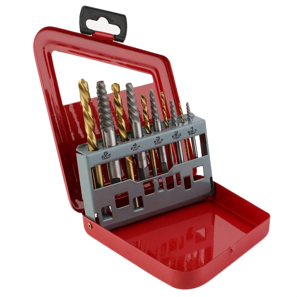 10PCS SET Screw Extractor Drill Bit Set Fast Speed Convenient Broken 