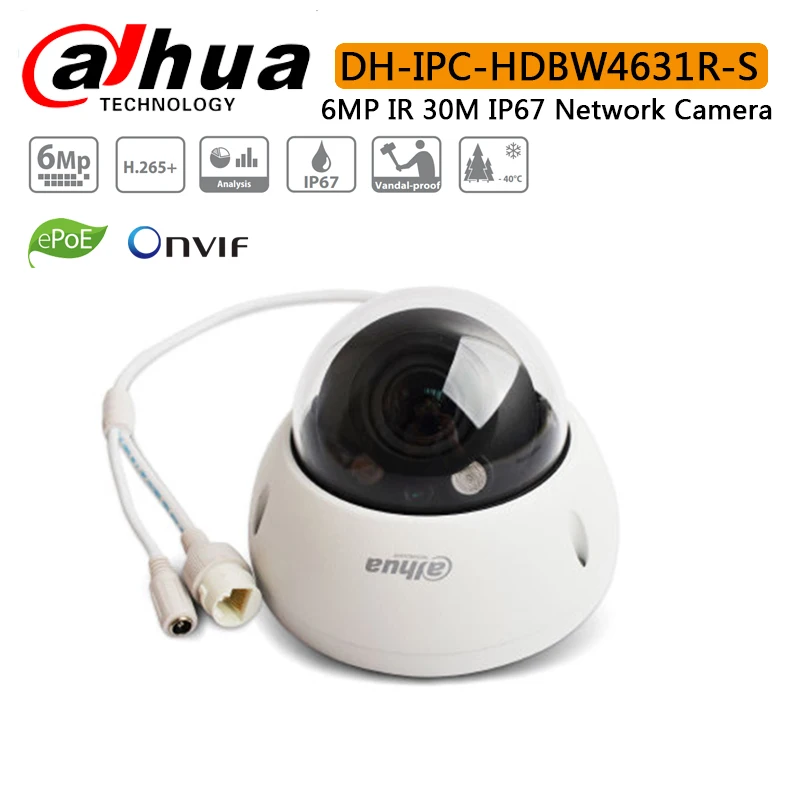 DH IPC HDBW4631R S 6MP IP Камера POE Поддержка IK10 IP67 камера Слот для карты SD обновления от