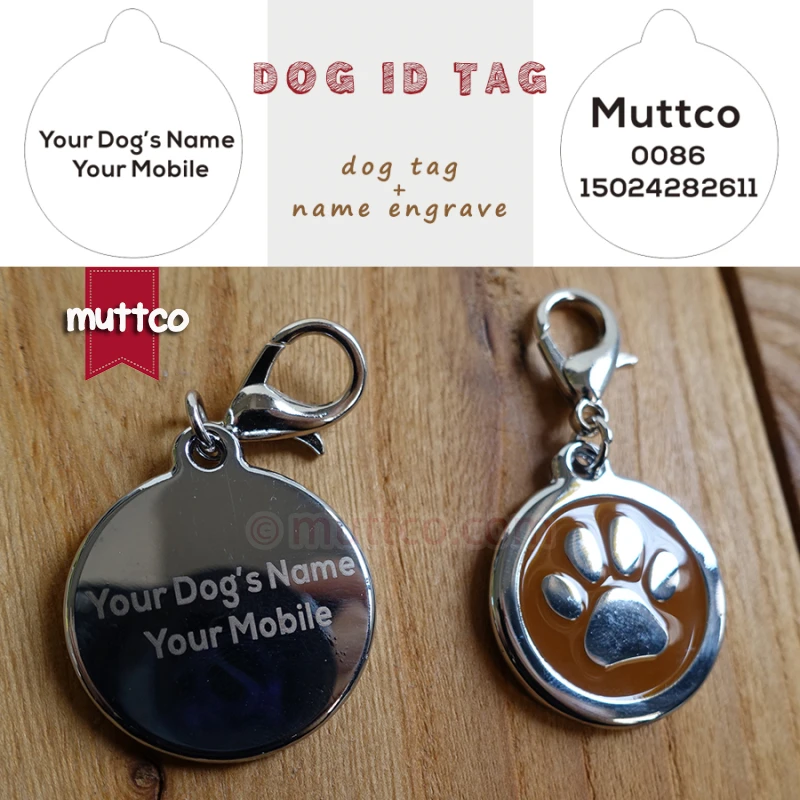 Free ship laser lettering 30mm paw print dog tags dog id tags for font b pets