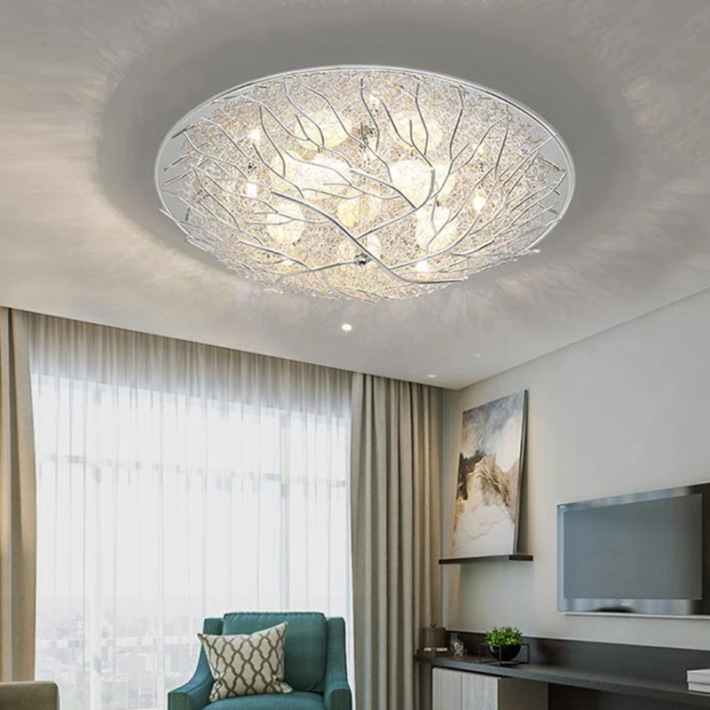led ceiling lighting vintage kids room light hand-woven aluminum wire bird's nest lobby living room bedroom lampara techo