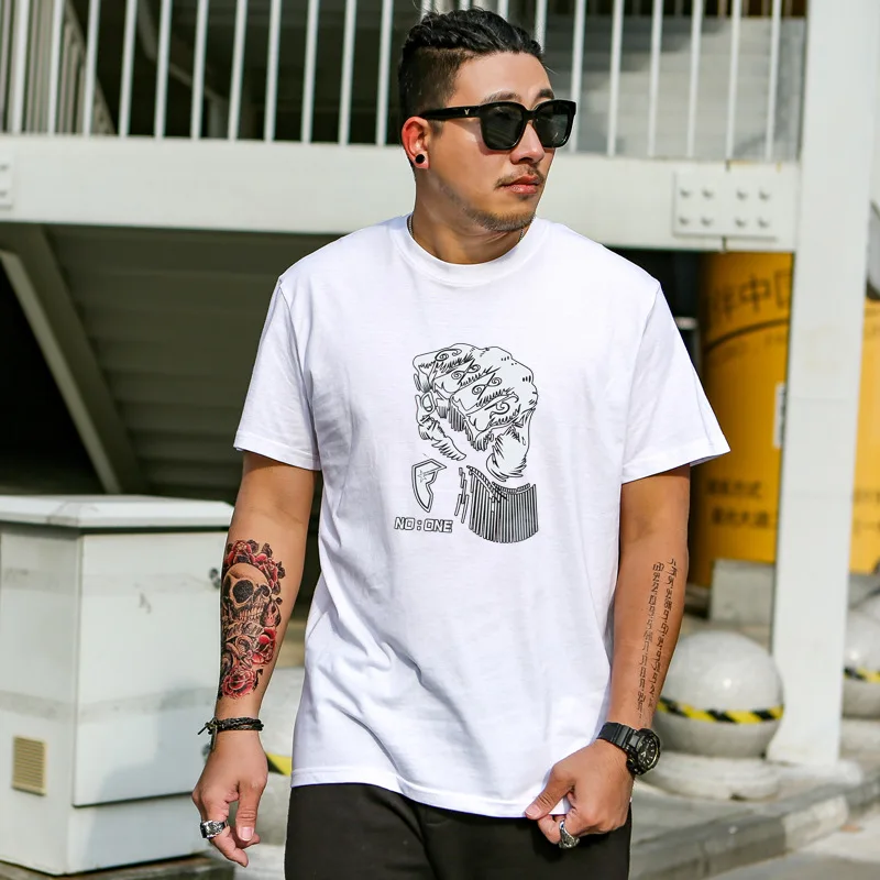 Big Size New Casual Men T-shirt Short Sleeve Summer Loose Tees Cotton Men Tshirt Tops Plus Size