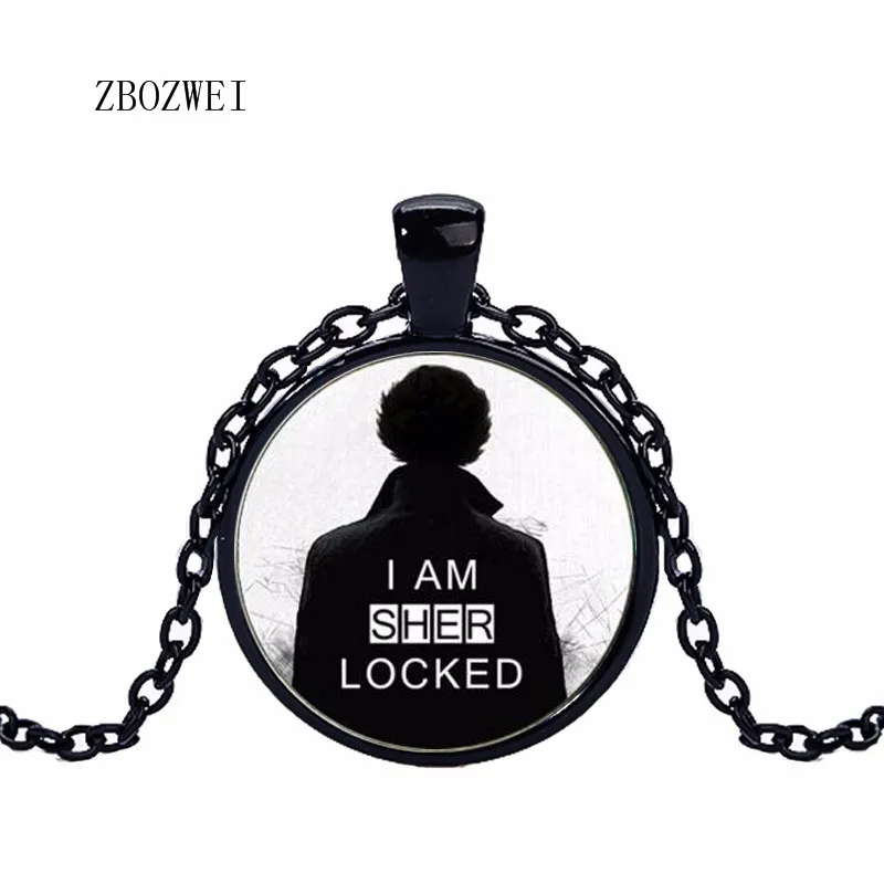 

3 / color new retro handmade SHERLOCK HOLMES crystal pendant necklace black and white women's men's jewelry gifts
