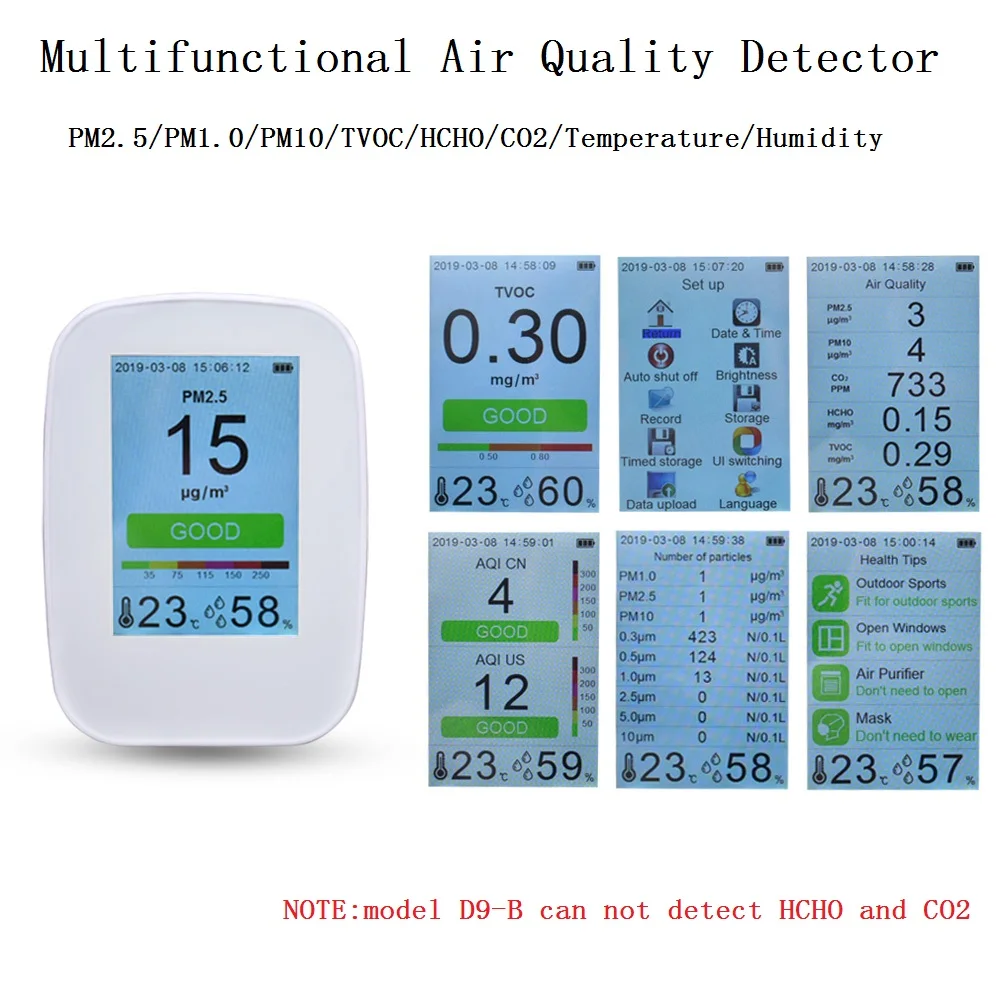 CO2 HCHO PM2.5 Formaldeyde детектор tvoc Многофункциональный углекислого газа детектор PM 2,5 тестер анализатор качества воздуха