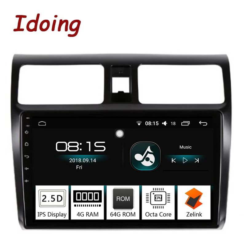 Discount Idoing 10.2"4G+64G 2.5D IPS Screen Octa Core Car Android8.0 Radio Player Fit Suzuki Swift 2008-2015 GPS Navigation and GLONASS 0