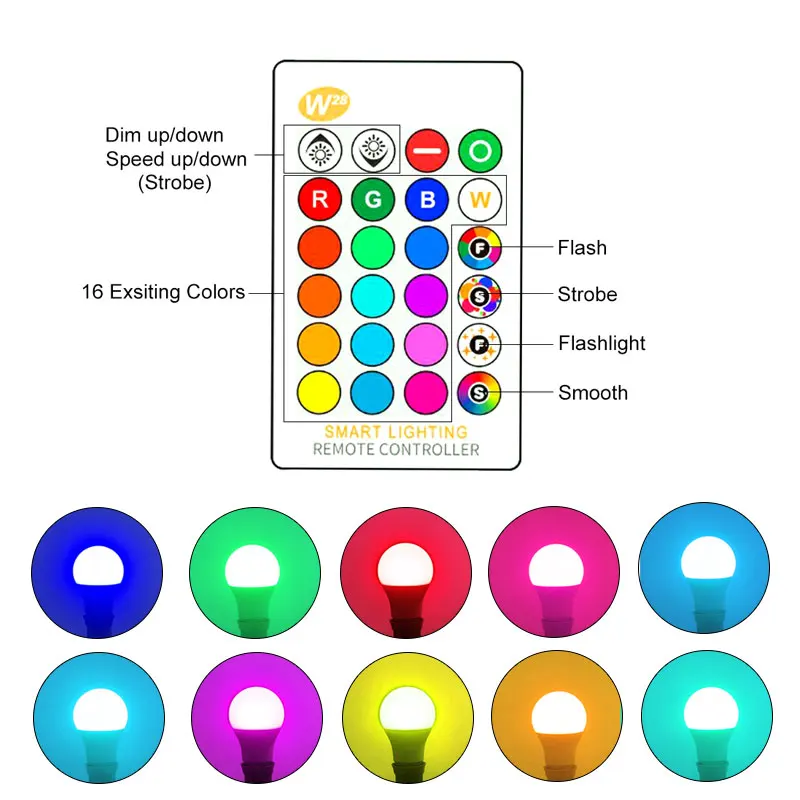 Светодиодный светильник E27 RGB светодиодный светильник E27 15 Вт 10 Вт 5 Вт RGBW с регулируемой яркостью светодиодный умный светильник для украшения дома праздника с пультом дистанционного управления