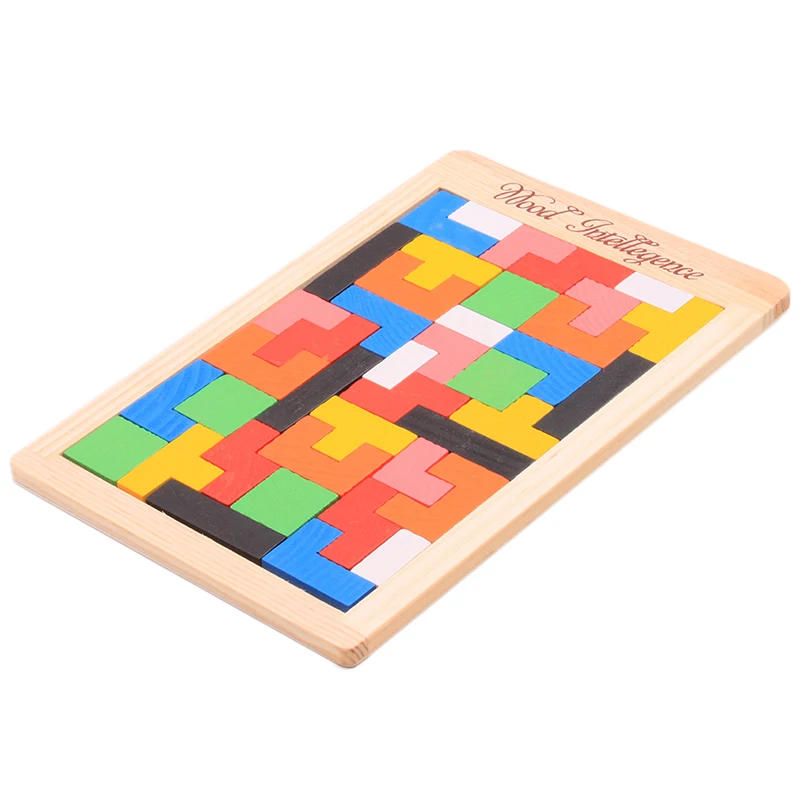 Красочные деревянные Tangram Логические головоломки игрушечные лошадки тетрис игры Дошкольное волшебство интеллектуал Развивающие детские