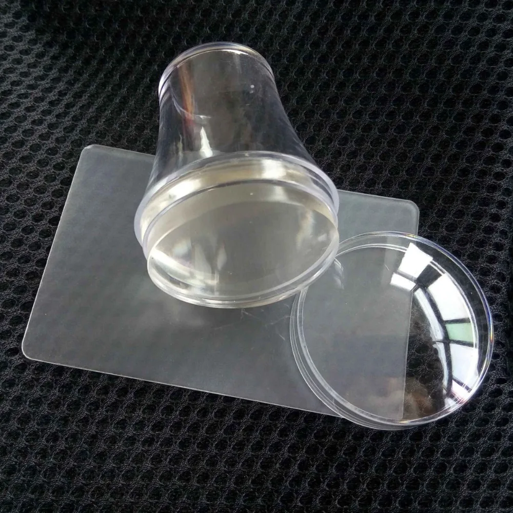 Nail Stamp 4cm Big Pure Clear Jelly Nail Art Stamper Scraper with Cap