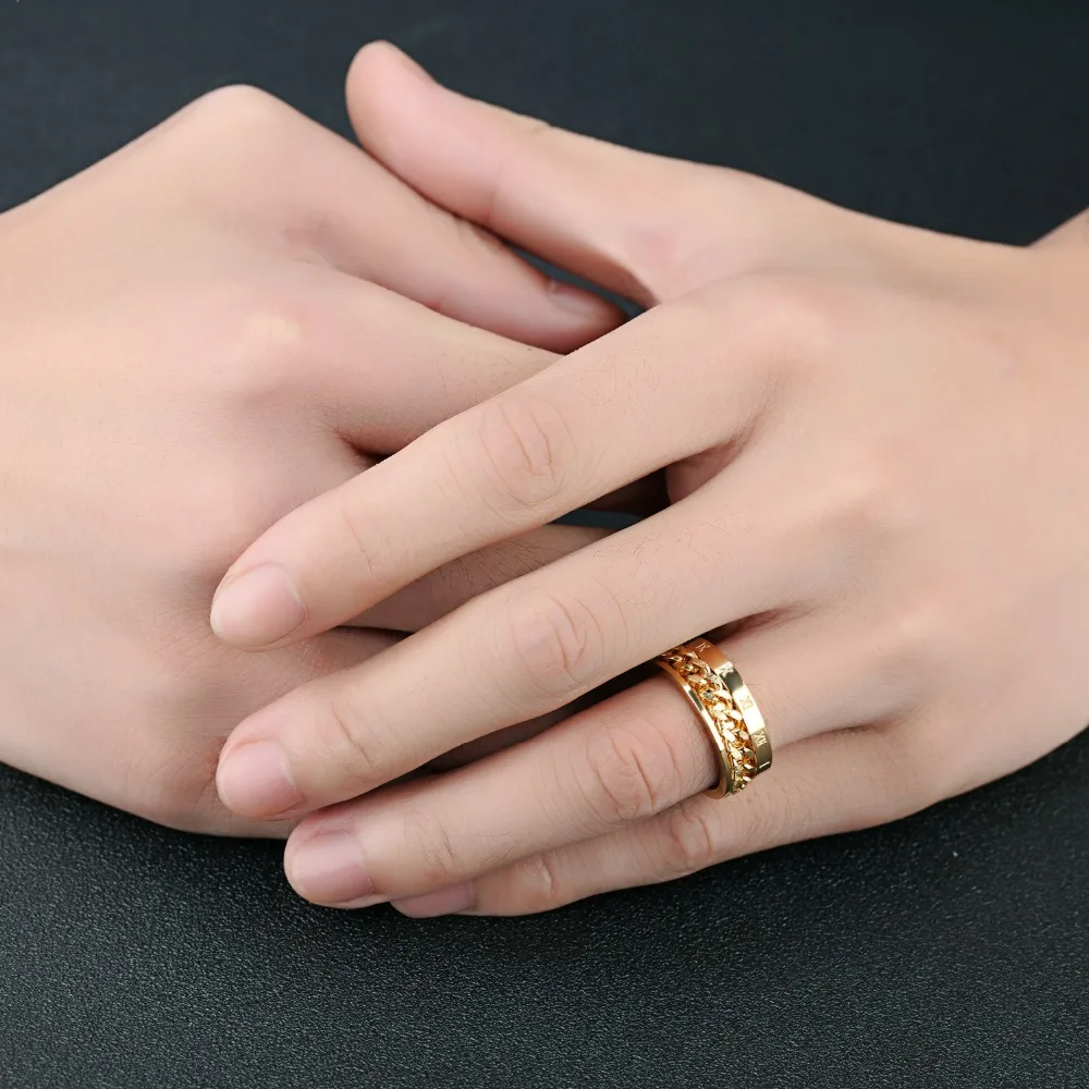 Мужское кольцо с римскими цифрами ширина 8 мм GJ570|ring for|spinner ringrings for men |