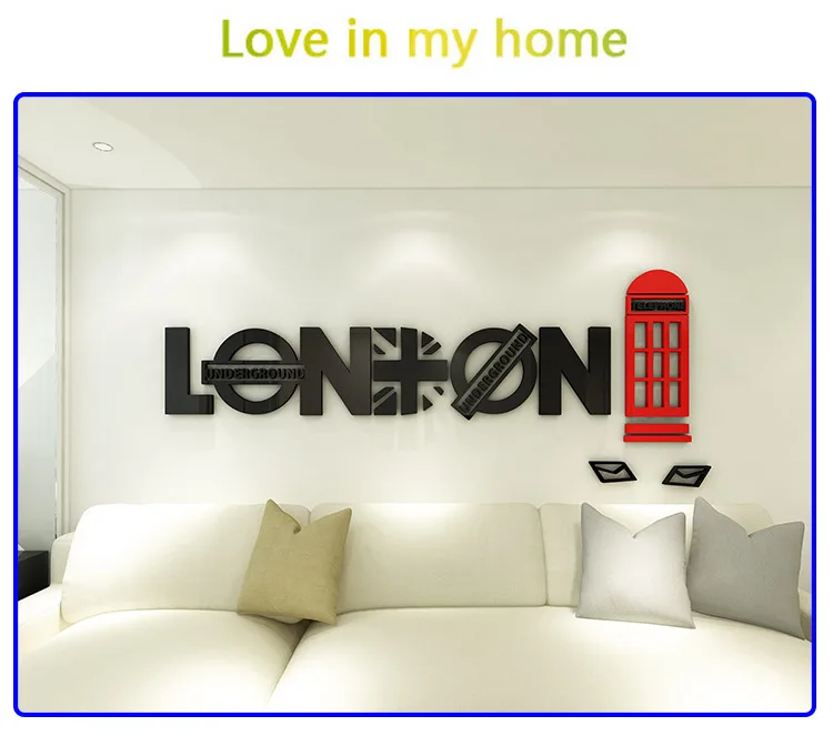 Креативная английская лондонская телефонная будка 3D акриловая Настенная Наклейка для гостиной диван фон настенная декоративная настенная наклейка