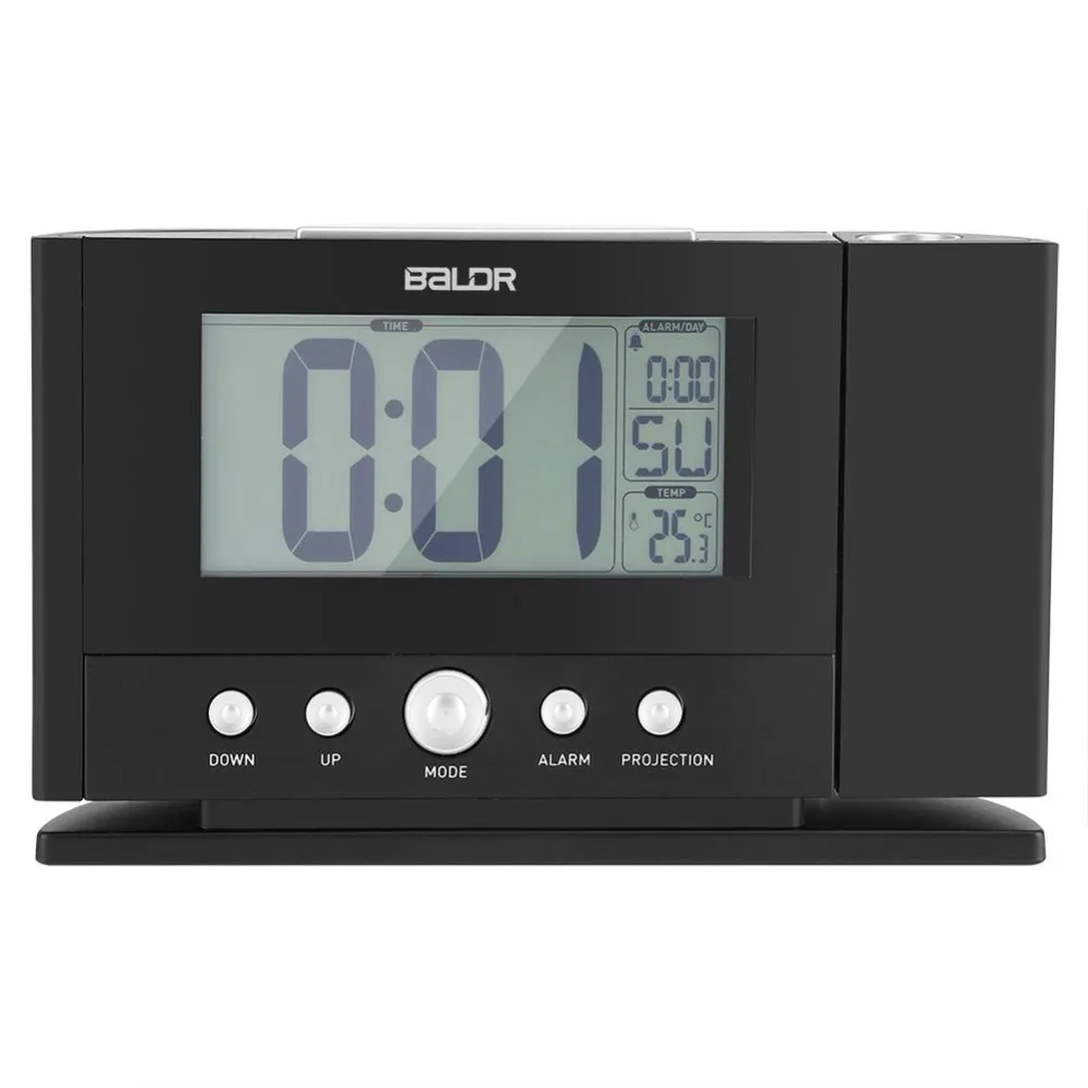 BALDR Digital LCD Projection Clock Ceiling Wall Alarm Snooze Timer