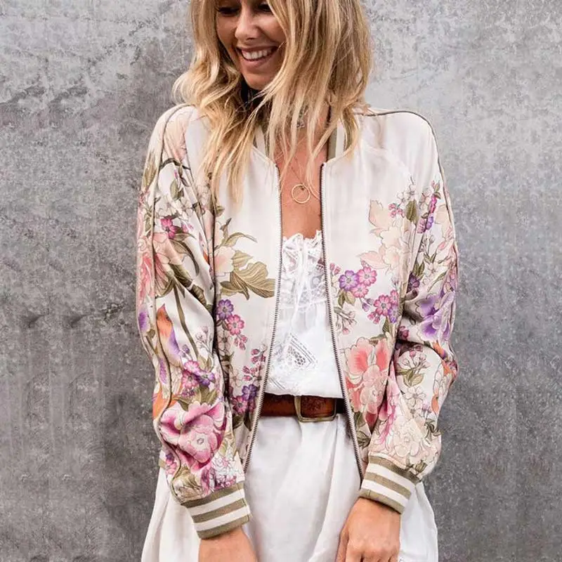 

Boho Inspired bomber jacket floral print long sleeve jackets women cotton bohemian winter jacket women chaqueta outwear 2019