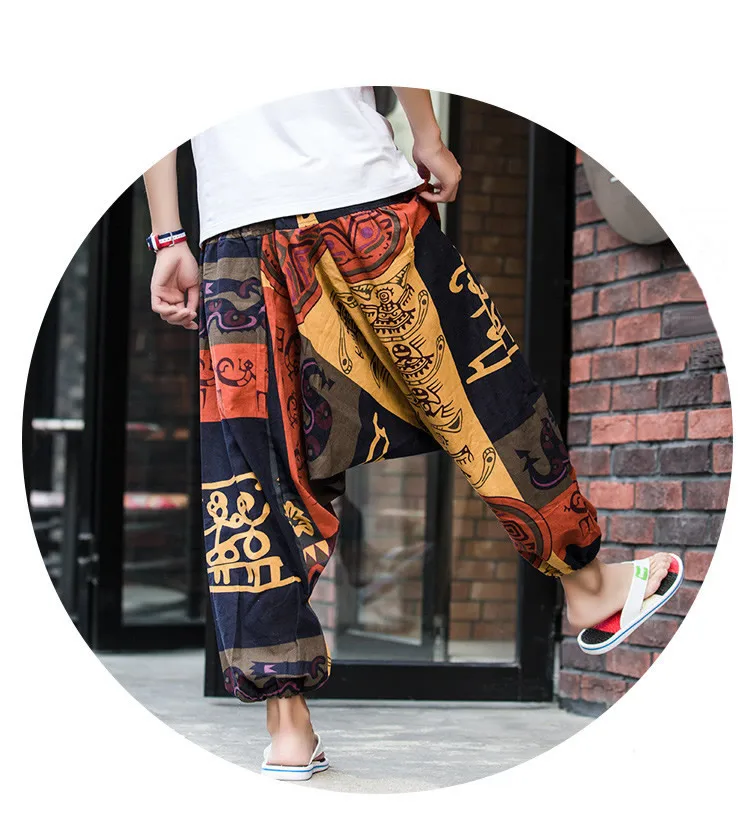 harem trousers Men Women Baggy Harem Pants Hip hop Joggers Causal Loose Trousers Aladdin Crotch Wide Leg Cotton Linen Pants Pantalones Hombre hippy pants