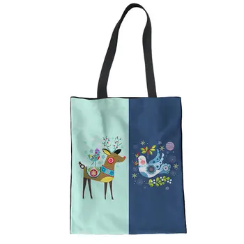 

NOISYDESIGNS Women Canvas Bags Drop Shipping Creative Top-handle Totes Contrast Color Pattern Printing Women Summer Beach Bag