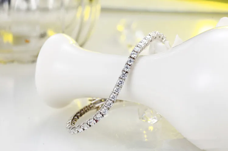 CMajor 925 ювелирные изделия из стерлингового серебра Классический 3 мм AAA кубический цирконий Теннисный браслет, лучший подарок для женщин Свадебные украшения