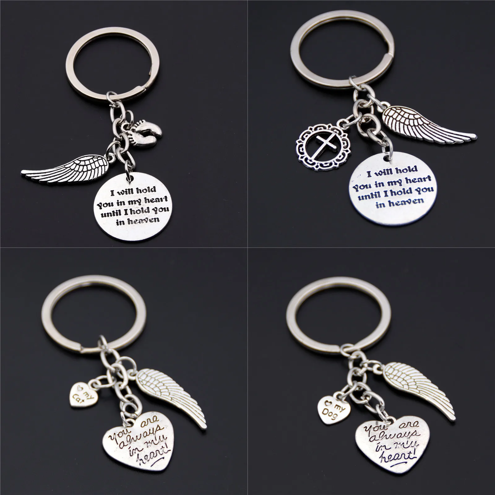

1pc You Are Always In My Heart Words Keychains Dog Cat Keyring Diy Handmade Memorial Gift