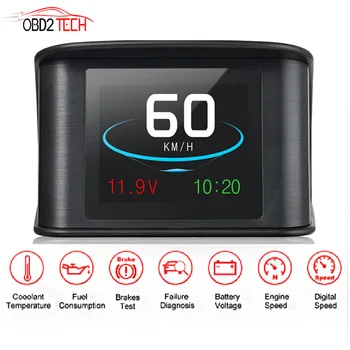

T600 P10 Mini Car OBD Smart Digital Meter Alarm Fault Code Water Temperature Gauge Voltage Speed Meter Hud GPS OBD Computer