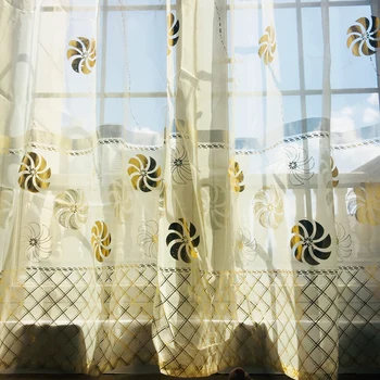 

Bronzed Crafts Window screening Modern Europe style design striped jacquard windown tulle curtain for living room bedroom